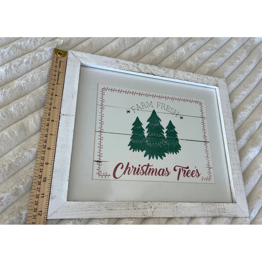 Farm Fresh Christmas Trees Framed Wall Art Rustic Wood Sign‎ Holiday Decor